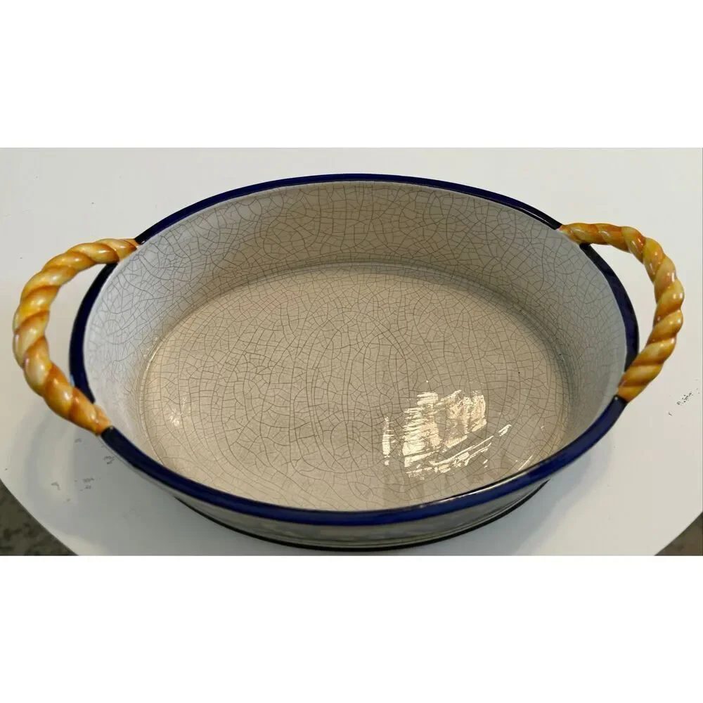 Exoticals Fitz & Floyd Veneto Large Tub Decorative Oval Basin Crackled Parrots
